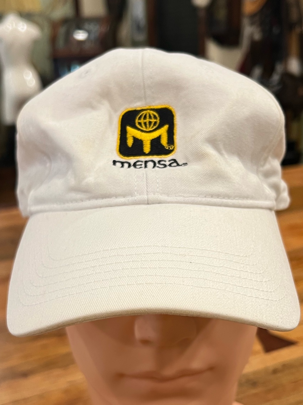 White Mensa Embroidered Logo Baseball Cap